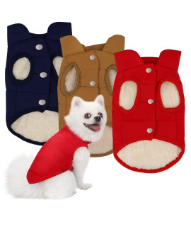 3 Pieces Waterproof Pet Dog Jacket Windproof Small Dog Vest 2 Layers Fleece Lined Warm Dog Sweaters Soft Pet Apparel Small Dog Winter Coat and Cat Sweater for Puppy Winter Cold Weather (Small)