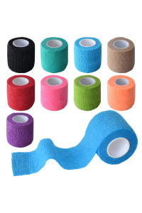 Gondiane 9 Pack 2 x 5 Yards Self Adhesive Bandage Wrap Self Stick Wrap for Ankle, Wrist, Finger, Sports, Breathable Cohesive Vet Tape for Pets (Multi Colors)