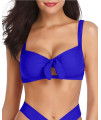Tempt Me Women Royal Blue Bikini Tops Push Up Swim Top Front Tie Knot Bathing Suit Top Padded Swimsuit Top Only M