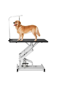 Adjustable Pet Grooming Table, Recaceik Professional Oversized Pet Trimming Table Hydraulic Dog Drying Table Z-Lift with Nooses, 42.5inch Grooming Table for Puppy Large Dogs, 330 lbs