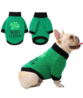 Sweaters Dog Winter Warm Clothes - Hoodies Jackets Sherpa Dog Apparel & Accessories Puppy Small Medium Large pet Clothes Holiday Party cat Dog St. Patrick's Day Black Green 12LBS