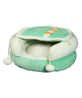 QSDGFH Winter Pet Bed, Warm Crystal Velvet Dog Cat House with Detachable Tent, Cat Cave with Non Slip Bottom, Pet Puppy Mat with Blanket, 2 Size