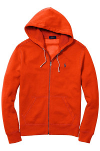 POLO RALPH LAUREN classic Full-Zip Fleece Hooded Sweatshirt - XXL - Orange
