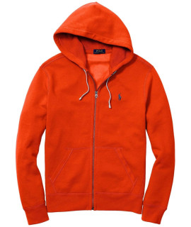 POLO RALPH LAUREN classic Full-Zip Fleece Hooded Sweatshirt - XXL - Orange