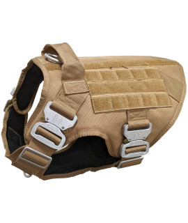 Pets ProMax - Tactical Dog Harness with 4 Metal Buckles [Waterproof Dog Vest K9 Dogs Tactical Harness with Molle], Heavy Duty Harness for Large Dogs (Brown, Black) (Large (L), Coyote Brown)