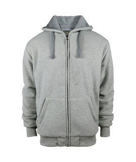 Mens Fur Lined Hoodies Thicken Warm Comfy Jackets Outdoor Full Zipper Sweatshirt With Pockets Winter Coats Light Grey X-Large
