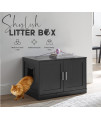 Designer Cat Washroom Storage Bench Cat Litter Box Enclosure Furniture Box House with Table, Spacious Storage, Easy Assembly, Fit Most of Litter Box (Black)
