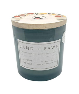 Sand + Paws Scented Candles | Autumn Harvest | Soy Blend | 3 - 100% Cotton Lead-Free Wicks | Neutralizes pet Odor | 25 oz