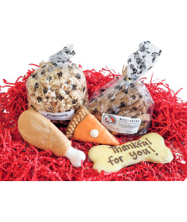 Woofables Gourmet Dog Bakery Small Thanksgiving Gift Box with Pupcorn, Hand-Decorated Treats & More | Homemade, Fresh, Human-Grade, All-Natural Ingredients | Corn, Soy & Preservative Free | USA Made