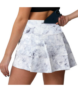 Husnainna High Waisted Pleated Tennis Skirt with Pockets Athletic golf Skorts for Women casual Workout Built-in Shorts 018BZQ-White TDd8