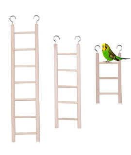JOPE 3 Sizes Wooden Bird Ladder for Cage, Bird Parrot Step Ladders Toys, Cage Hanging Pet Cage Ladders Climbing Ladder for Parakeets, Parrots, Cockatoo, Lovebirds