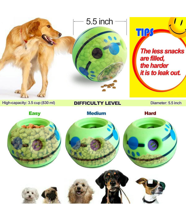 Dog Toys Giggle Interactive Dog Treat Toys Wobble Wiggle Waggle Giggle Ball  Make Noise Fun Sound Food Dispenser Toy Dog Puzzles IQ Train for Puppy  Small Medium Dogs Favorite Gift