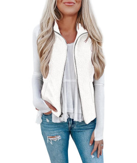 Lomon Womens Vest Lightweight Sleeveless Hooded Jacket Zip Up Outdoors Vest Hooded White M