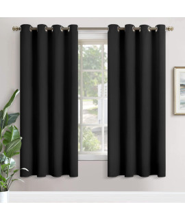 Youngstex Black Blackout Curtains For Bedroom - Thermal Insulated With Grommet Top Room Darkening Noise Reducing Curtains For Living Room, 2 Panels, 52 X 72 Inch