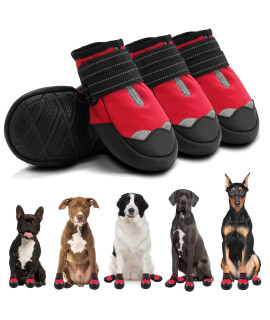 Dog Shoes For Hot Pavement Reflective Waterproof Dog Boots Outdoor Dog Booties For Medium And Large Dogs 4Pcs
