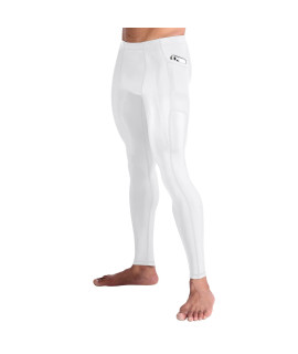 Compressionz Mens Compression Pants Base Layer Running Tights Mens Leggings For Sports (White Wpockets, Xl)