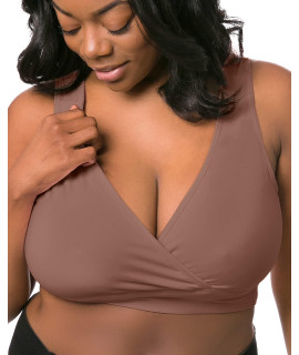 Kindred Bravely French Terry Racerback Busty Nursing Sleep Bra for E, F, g, H, I cup Maternity Bra for Breastfeeding (Small-Busty, Mocha)