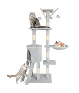 Cat Tree Cat Tower for Indoor Cats?Multi-Level Cat Condo with Scratching Posts & Climbing Ladder for Kittens Pet Play House, Light Gray