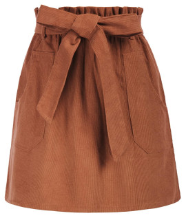 KANcY KOLE Women corduroy Skirts High Waist Paper Bag Skirts A-Line Party Skirt for Fall Winter