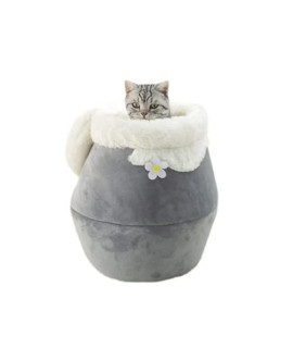 SSDH Cat Nest Winter Thick Foldable Closed Honeypot Shape Cat House Gives Pet Cats and Dogs A Warm Home (S,Gray)