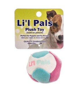 Lil Pals Multi Colored Plush Ball with Bell for Dogs - 1.5" Diameter - (7 Units)