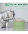 EduSoho Ceramic Cat Water Fountain Small Dog Drinking Fountains 35oz/ 1L Ultra Quiet Green Lotus Automatic Water Dispenser for Pets