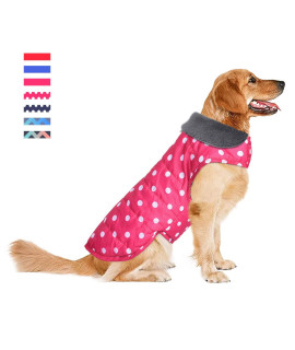 Waterproof Dog Coat, Dog Jacket for Cold Weather, Warm Reflective Dog Winter Appreal, Windproof Comfy Pet Vest for Small Medium Extra Large Dogs Pets Girl (Pink Polka Dot, S)