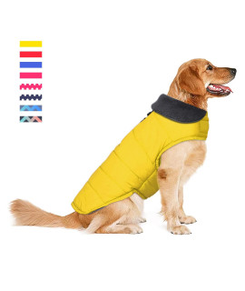 Waterproof Dog Coat, Dog Jacket for Cold Weather, Warm Reflective Dog Winter Appreal, Windproof Comfy Pet Vest for Small Medium Extra Large Dogs Pets Boy Girl (Yellow, S)