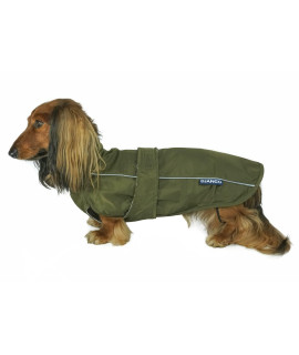 DJANGO City Slicker All-Weather Dog Jacket & Water-Repellent Raincoat with Reflective Piping (Medium, Kombu Green)