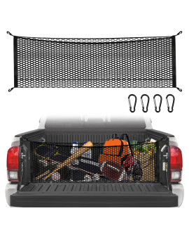 Cargo Net For Pickup Truck Bed - Truck Bed Net For Trunk Organizers And Storage Additional With 4 Metal Carabiner Buckles - Cargo Net For Truck Bed Silverdo, Ford F150,Gmc
