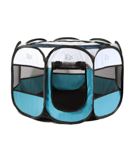 Rarasy Portable Puppy Playpen Removable Dog Mesh Shade Cover Waterproof Oxford Cloth Easy Foldable Indoor/Outdoor for Puppies Cats Rabbits Pets