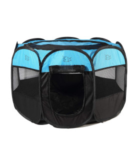 Rarasy Dog Playpen - Portable Soft Sided Mesh Indoor & Outdoor Exercise Play Pen for Pets