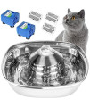 XiaZ Cat Water Fountain Stainless Steel, 2.6L Pet Water Fountain with 2 Water Pumps, 3 Replacement Filters, 1 Filter Bag, Water Storage Design, Pet Water Dispenser for Cat & Small Dogs