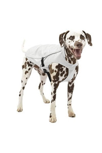 Kurgo Halifax Rain Shell, Hard Shell Dog Raincoat, Waterproof Rain Jacket for Dogs, Pet Poncho, Reflective, Leash Opening, Quick Release Buckles (Stormy White, SM)