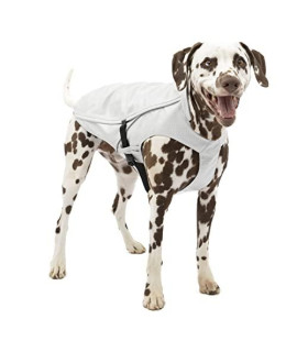 Kurgo Halifax Rain Shell, Hard Shell Dog Raincoat, Waterproof Rain Jacket for Dogs, Pet Poncho, Reflective, Leash Opening, Quick Release Buckles (Stormy White, SM)