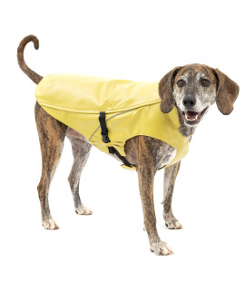 Kurgo Halifax Rain Shell, Hard Shell Dog Raincoat, Waterproof Rain Jacket for Dogs, Pet Poncho, Reflective, Leash Opening, Quick Release Buckles (Yellow, MD)
