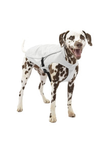 Kurgo Halifax Rain Shell, Hard Shell Dog Raincoat, Waterproof Rain Jacket for Dogs, Pet Poncho, Reflective, Leash Opening, Quick Release Buckles (Stormy White, LG)