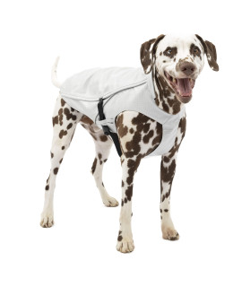 Kurgo Halifax Rain Shell, Hard Shell Dog Raincoat, Waterproof Rain Jacket for Dogs, Pet Poncho, Reflective, Leash Opening, Quick Release Buckles (Stormy White, LG)