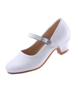 Eight Km Girls High Heel Dress Shoes Mary Jane Princess Wedding Party Pump Shoes Ekm7015 Microfiber Leather Athena White Size 6 Us Big Kid