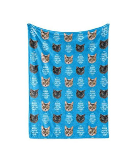 My Pet Selfies Custom Personalized Cat Kitten Blanket Gift for Pet Parents Mom and Dad - Happy Challah Days
