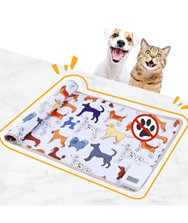 DOGNESS Scat Mat, Cats and Dogs Behavior Training Mat with 32 * 14 Inches,Scat Mat for Cats Deterrent Indoor Furniture with Electric Fence, Battery-Operated with 3 Training Modes (Dog Cartoon