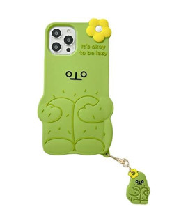 Ultra Thick Soft Silicone Case With For Apple 3D Cartoon Color Cute Lovely Fun Adorable Kawaii Kids Girls Boys (Yellow Flower Green Cactus With Charm, For Iphone Xs Max)
