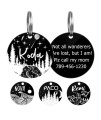 Myxgy Pet Id Tags, Customized Dog Name Tags, Personalized Cat Tags, Round Black Custom Stainless Steel Dog Tags, Engraved On Both Sides For Pets, White Laser Engraving Dog Collar Tag (Round)
