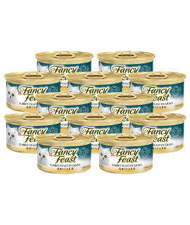 Purina Fancy Feast Canned Wet Cat Food, Grilled Turkey Feast in Gravy, Protein-Rich Nutrition, Gourmet Wet Cat Food for Adult Cats, 3 OZ Cans (Pack of 12)