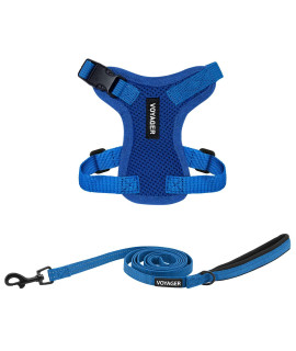 Voyager Step-in Lock Dog Harness w Reflective Dog Leash Combo Set with Neoprene Handle 5ft - Supports Small, Medium and Large Breed Puppies/Cats by Best Pet Supplies - Royal Blue, XXS