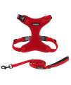 Voyager Step-in Lock Dog Harness w Reflective Dog Leash Combo Set with Neoprene Handle 5ft - Supports Small, Medium and Large Breed Puppies/Cats by Best Pet Supplies - Red, XS