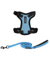 Voyager Step-in Lock Dog Harness W Reflective Dog Leash Combo Set with Neoprene Handle 5ft - Supports Small, Medium and Large Breed Puppies/Cats by Best Pet Supplies - Baby Blue/Black Trim, XXS