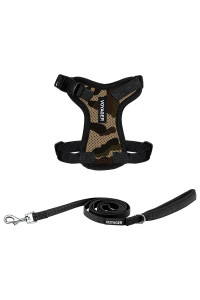 Voyager Step-in Lock Dog Harness w Reflective Dog Leash Combo Set with Neoprene Handle 5ft - Supports Small, Medium and Large Breed Puppies/Cats by Best Pet Supplies - Army/Black Trim, XXS