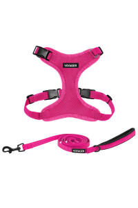 Voyager Step-in Lock Dog Harness w Reflective Dog Leash Combo Set with Neoprene Handle 5ft - Supports Small, Medium and Large Breed Puppies/Cats by Best Pet Supplies - Fuchsia, M