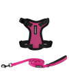 Voyager Step-in Lock Dog Harness w Reflective Dog Leash Combo Set with Neoprene Handle 5ft - Supports Small, Medium and Large Breed Puppies/Cats by Best Pet Supplies - Fuchsia/Black Trim, XXS